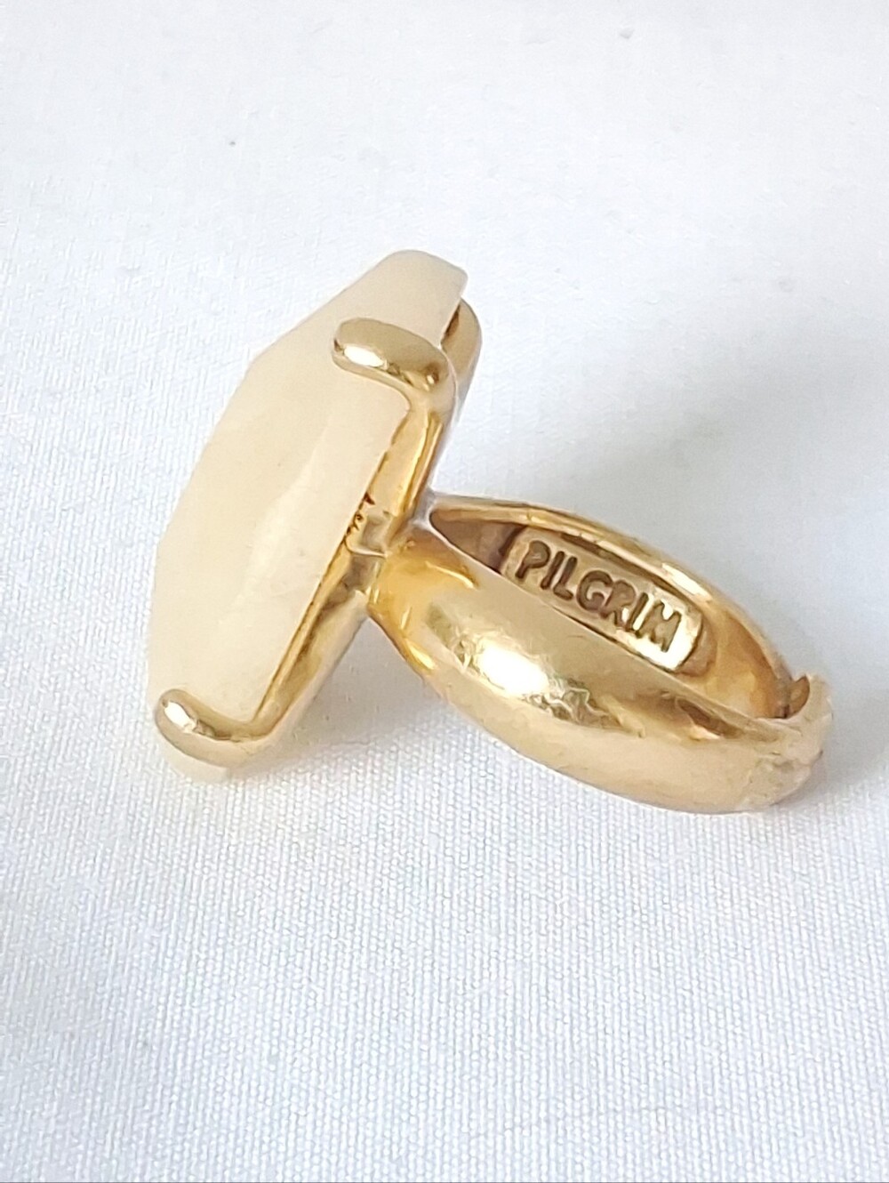 Pilgrim Gold-Tone Ring with Cream Faceted Stone